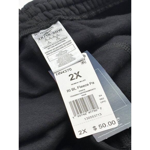Reebok Women's Identity Logo Fleece Joggers in Black Size 2X - Picture 7 of 9
